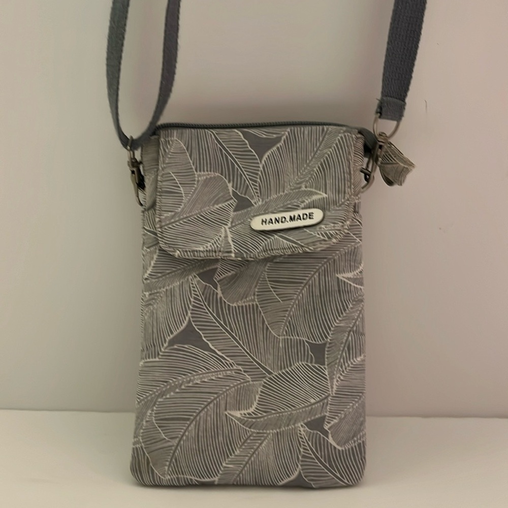 Handmade Crossbody Grey Print Bag